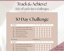 Load image into Gallery viewer, EDITABLE 30 Day Challenge Tracker | 30 Day Habit Tracker Printable, Weight Loss Journal, Fitness Planner | Lux
