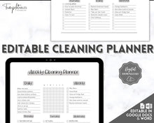 Load image into Gallery viewer, EDITABLE Cleaning Planner, Cleaning Checklist &amp; Cleaning Schedule | Weekly House Chores, Clean Home Routine, Monthly Cleaning List | Mono Sky
