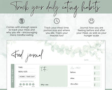 Load image into Gallery viewer, Meal Planner BUNDLE | Weekly Food Diary, Meal Tracker Printable &amp; Daily Food Journal | Green Eucalyptus
