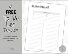 Load image into Gallery viewer, FREE - To Do List Printable, Productivity Planner, Task Checklist, Priorities List, Undated Schedule | Mono
