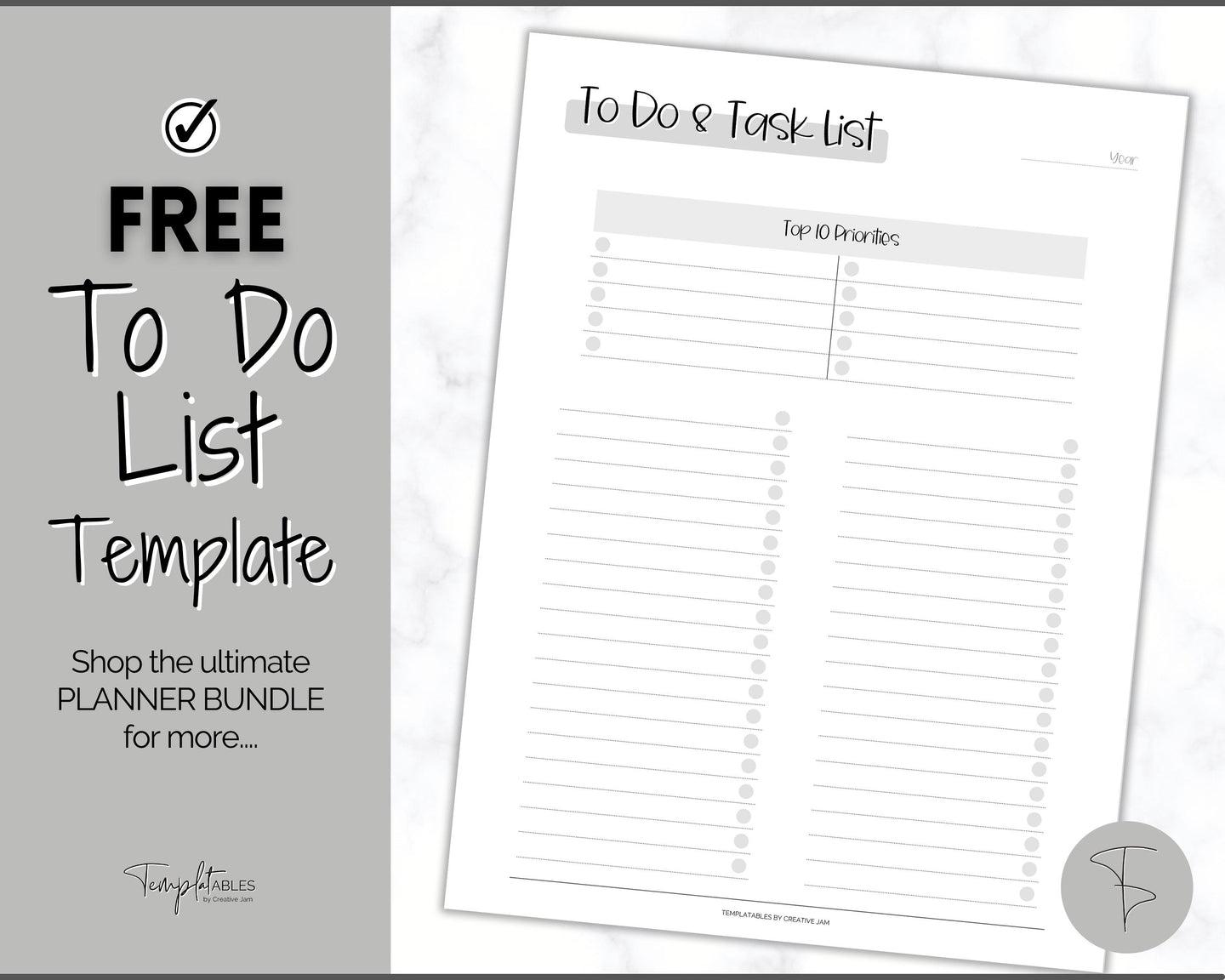 FREE - To Do List Printable, Productivity Planner, Task Checklist, Priorities List, Undated Schedule | Mono