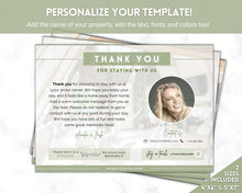 Load image into Gallery viewer, Airbnb Thank You Card for Hosts | Editable Welcome Card | Green
