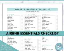 Load image into Gallery viewer, Airbnb Essentials Checklist | EDITABLE Airbnb Inventory List for Airbnb Hosts | Teal
