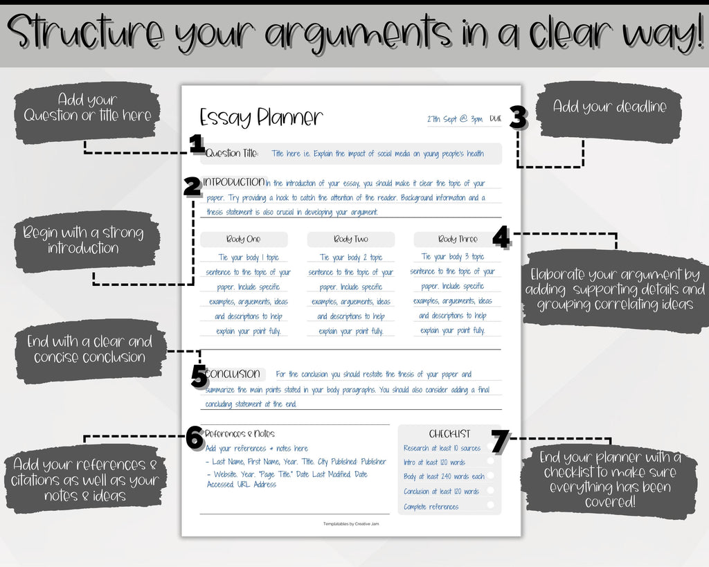 Essay Assignment Pattern Video Essay Planner Printable BUNDLE for Students | College Writing Template