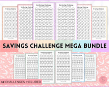 Load image into Gallery viewer, Mini Savings Challenge Printable BUNDLE | 12 Saving Trackers, Cash Envelope, A6 Saving Challenges | Leaf
