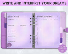 Load image into Gallery viewer, Dream Journal Printable BUNDLE | Dream Analysis, Dream Interpretation, Dream Tracker, Dream Diary &amp; Sleep Tracker | Purple
