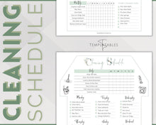 Load image into Gallery viewer, Editable House Shape Cleaning Schedule &amp; Housekeeping Checklist for House Chores | Green
