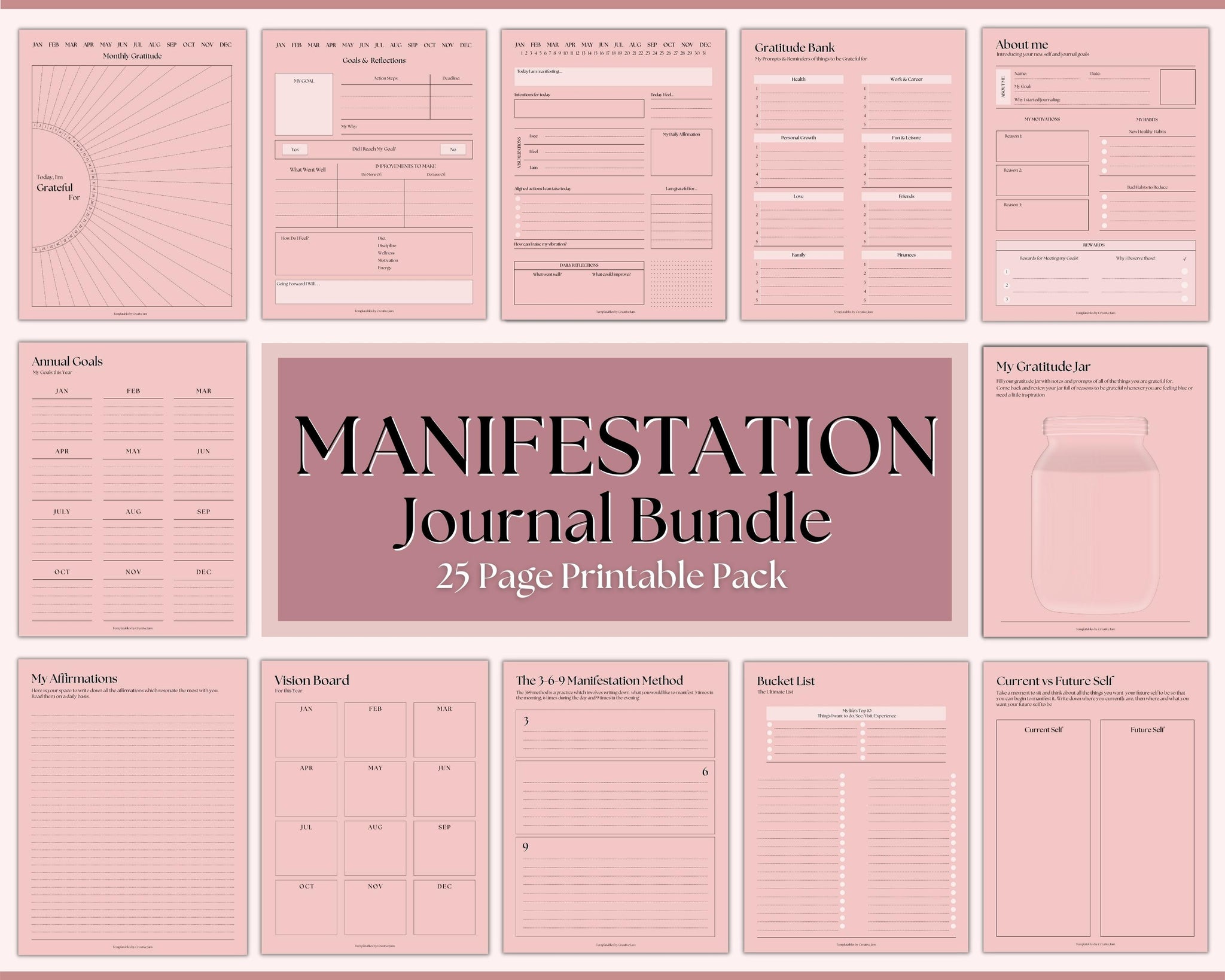 Tarot Planner Printable, Manifest Your Dreams, Law of Attraction