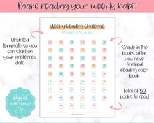 Load image into Gallery viewer, 52 Weeks Reading Book Challenge | Weekly Reading Challenge, Adult &amp; Kids Reading Log &amp; Book Tracker | Sky Colorful
