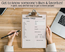 Load image into Gallery viewer, Get To Know Me Printable Game |  Get To Know You Ice Breaker Game | Employee Favorite Things, Team Building, Christmas Party | Lux
