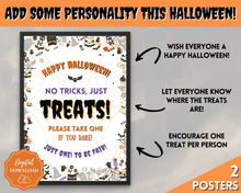 Load image into Gallery viewer, Halloween Trick or Treat sign | &#39;Please Take One&#39; Printable Candy Treat Poster | White
