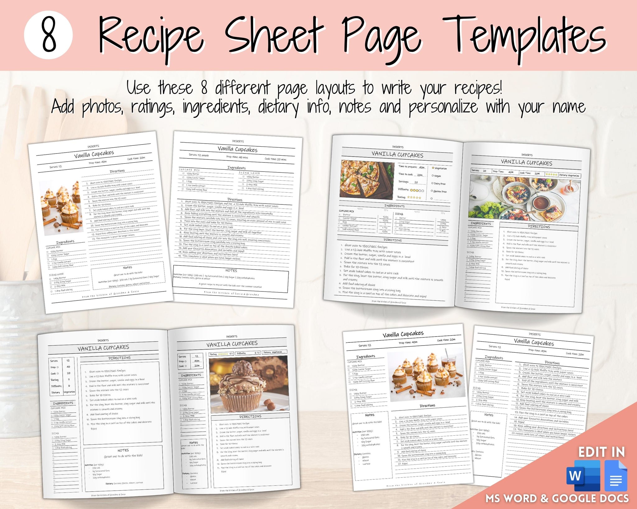 Editable Recipe Binder Kit Create your own Recipe Binder Book