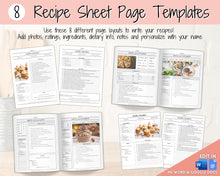 Load image into Gallery viewer, Editable Cookbook Template | Recipe Binder Kit, Recipe Book, Card &amp; Sheet Templates, Food Planner, 35+ page bundle | Mono
