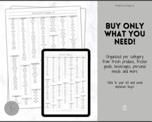 Load image into Gallery viewer, EDITABLE Grocery List Printable | Digital Weekly Shopping, Meal Planner Checklist, Kitchen Organization Template, Google Sheets | Mono
