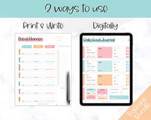 Load image into Gallery viewer, Colorful Meal Planner BUNDLE | Weekly Food Diary, Meal Tracker Printable, Daily Food Journal &amp; Grocery List | Colorful Sky

