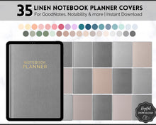 Load image into Gallery viewer, 35 Digital Planner Notebook Covers | Digital Journal Covers for GoodNotes &amp; iPad | Linen Texture Mono
