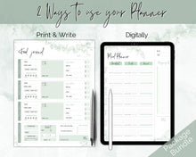 Load image into Gallery viewer, Meal Planner BUNDLE | Weekly Food Diary, Meal Tracker Printable &amp; Daily Food Journal | Green Eucalyptus
