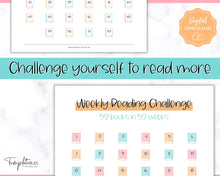 Load image into Gallery viewer, 52 Weeks Reading Book Challenge | Weekly Reading Challenge, Adult &amp; Kids Reading Log &amp; Book Tracker | Sky Colorful
