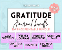 Load image into Gallery viewer, Gratitude Journal Printable Bundle | Mindfulness Log, Gratitude Template, Self Care &amp; Wellness Planner | Pastel Rainbow
