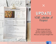 Load image into Gallery viewer, EDITABLE Recipe Sheet Template | Recipe Book, Cards &amp; Cookbook Binder, 8.5x11 Food Planner Journal | Style 3
