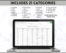 Load image into Gallery viewer, EDITABLE Grocery List Printable | Digital Weekly Shopping, Meal Planner Checklist, Kitchen Organization Template, Google Sheets | Mono
