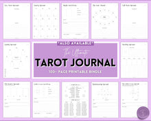 Load image into Gallery viewer, Tarot Card Trackers &amp; Monthly Readings | Learn Tarot Card Readings, Tarot Spreads | Beginner Tarot Planner Workbook, Grimoire &amp; Cheat Sheets | Purple
