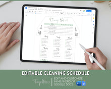 Load image into Gallery viewer, Editable House Shape Cleaning Schedule &amp; Housekeeping Checklist for House Chores | Green
