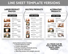 Load image into Gallery viewer, 35 Editable Line Sheet Templates! Wholesale Catalog, Pricing &amp; Services Guide, Product Sales, Price List Template, Canva Linesheet Catalogue | Mono
