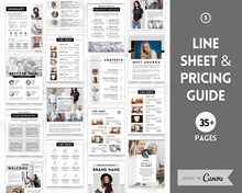 Load image into Gallery viewer, 35 Editable Line Sheet Templates! Wholesale Catalog, Pricing &amp; Services Guide, Product Sales, Price List Template, Canva Linesheet Catalogue | Mono
