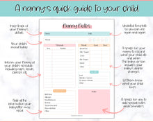 Load image into Gallery viewer, Nanny Schedule, Notes &amp; Report Template for Baby | Babysitter Info Hiring Guide, Nanny Checklist &amp; Planner, Baby Daily Log | Colorful Sky
