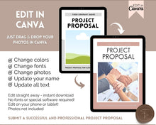 Load image into Gallery viewer, Business Project Proposal Template | 40 Editable Canva Templates for Pitch Decks, Quotes, Marketing Price Lists, Small Business Services
