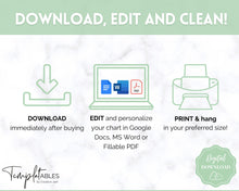 Load image into Gallery viewer, EDITABLE Responsibility Chart | Family Chore Chart, Weekly Adult Routine &amp; Reward Chart for Kids | Green
