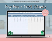 Load image into Gallery viewer, Etsy Fee and Profit Calculator | Pricing Spreadsheet for Small Business &amp; Etsy Sellers | Blue
