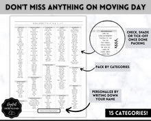 Load image into Gallery viewer, EDITABLE College Packing List | Back to School Moving Checklist for Students, Google Sheets | Mono
