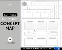 Load image into Gallery viewer, EDITABLE Nursing Concept Map Template | Nursing School Notes, Study Guide &amp; Student Nurse Pharmacology &amp; Med Surg Planner | Pink &amp; Mono
