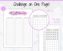 Load image into Gallery viewer, EDITABLE 75 SOFT Challenge Tracker | 75soft Printable Challenge, Fitness &amp; Health Planner | Purple Watercolor

