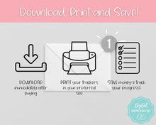 Load image into Gallery viewer, 1000 Savings Challenge, 1k Saving Tracker Printable | 30 day, Cash Envelopes to Save Money &amp; Budget | Colorful Sky
