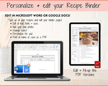 Load image into Gallery viewer, Editable Cookbook Template | Recipe Binder Kit, Recipe Book, Card &amp; Sheet Templates, Food Planner, 35+ page bundle | Mono
