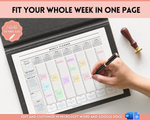 Load image into Gallery viewer, EDITABLE Weekly Planner Printable | Hourly Weekly Schedule, Undated 2023 Organizer &amp; To Do List
