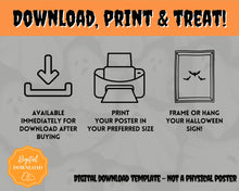 Load image into Gallery viewer, Halloween Trick or Treat sign | &#39;Please Take One&#39; Printable Candy Treat Poster | White
