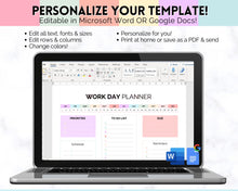 Load image into Gallery viewer, Work Planner &amp; Work Day Organizer | Editable Daily Planner, Work From Home To Do List Printable &amp; Digital Schedule | Pastel Rainbow
