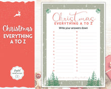 Load image into Gallery viewer, Christmas A to Z Game | A-Z Xmas Holiday Party Game Printables for the Family | Green

