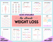 Load image into Gallery viewer, 30 day Weight Loss Tracker &amp; Monthly Challenge | Weight Loss Chart, Pounds Lost Fitness Tracker | Rainbow Swash

