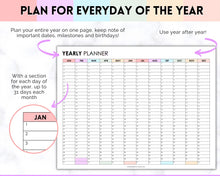 Load image into Gallery viewer, EDITABLE Perpetual Calendar | Undated Year at a Glance Reusable Calendar, Year Overview on One Page, Annual 12 Month Planner | Pastel Rainbow
