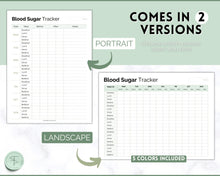 Load image into Gallery viewer, Blood Sugar Tracker | BUNDLE of 6 Blood Sugar Logs, Glucose Tracker, Diabetes Log, Medical Planner Printable, Type 2, Gestational Diabetes
