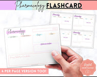 Drug Card Template, Nursing Pharmacology Printable Notes, Nursing School Student Study Guide | Pastel Rainbow