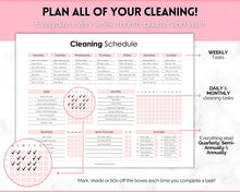 Load image into Gallery viewer, Editable Cleaning Schedule &amp; Housekeeping Checklist for House Chores | Pink Bundle
