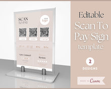 Load image into Gallery viewer, Scan to Pay Sign Shop Logo Editable Sign | QR Code Payment Sign for Small Businesses | Lux
