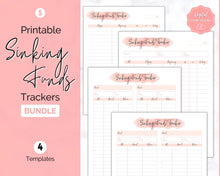 Load image into Gallery viewer, Sinking Funds Tracker BUNDLE | Printable Savings, Budget &amp; Finance Trackers | Pink Watercolor
