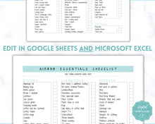 Load image into Gallery viewer, Airbnb Essentials Checklist | EDITABLE Airbnb Inventory List for Airbnb Hosts | Teal
